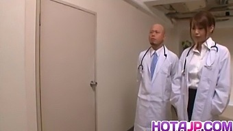 Asian Teen Arisa Ebihara Gets Her Throat Fucked By Doctors In A Threesome