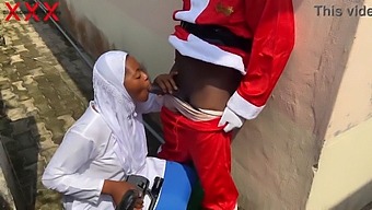 Santa And Hijab-Clad Babe Engage In Intimate Christmas Celebration. Subscribe For More.