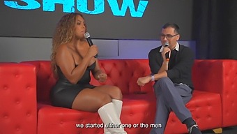 Carla Morelli, An Ebony Beauty From Colombia, Enjoys A Threesome With Two Well-Endowed Men In Juan Bustos’ Show.